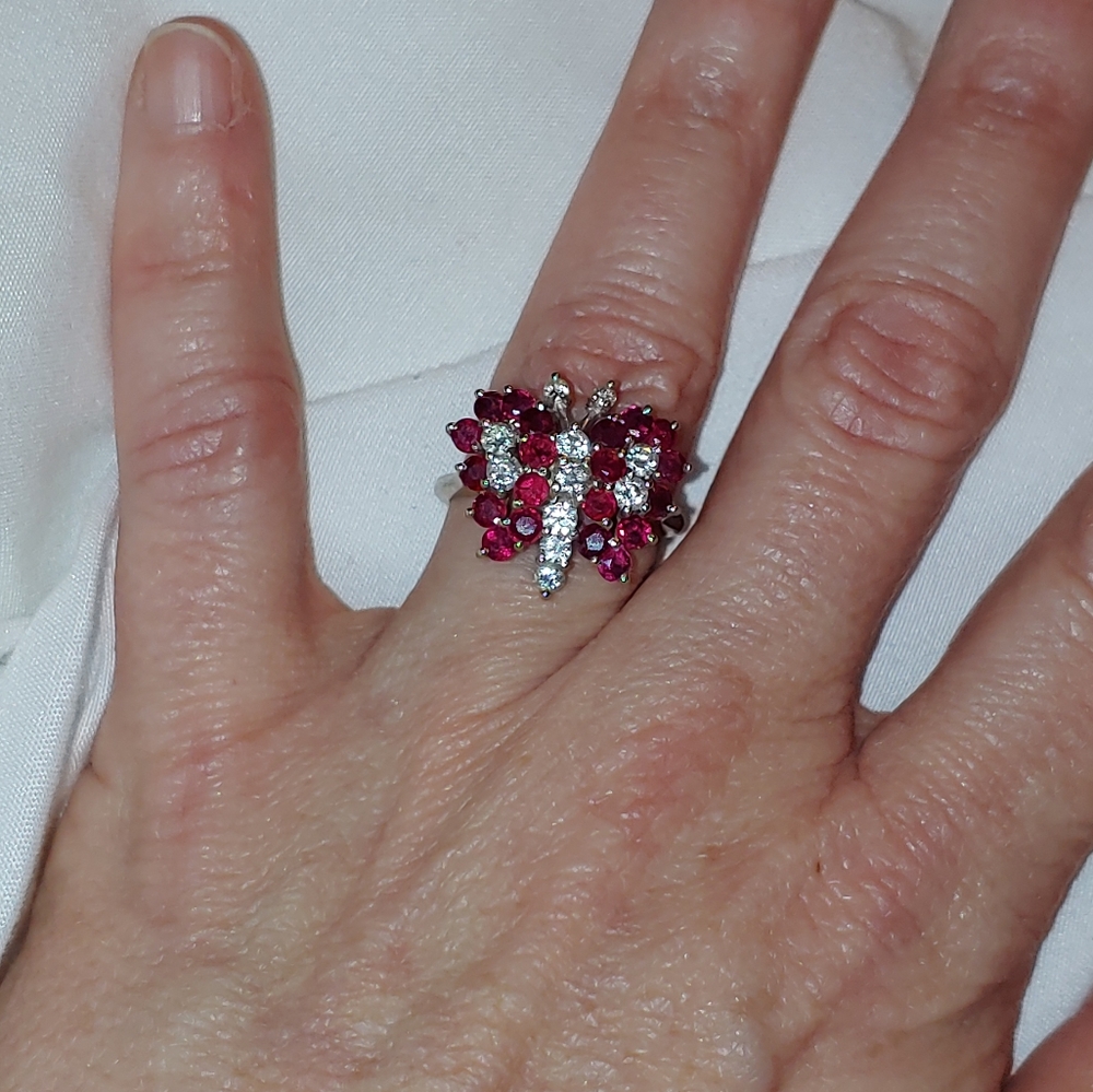 Authentic Diamond And Ruby Butterfly Ring Sz 7 1/4 - image 5